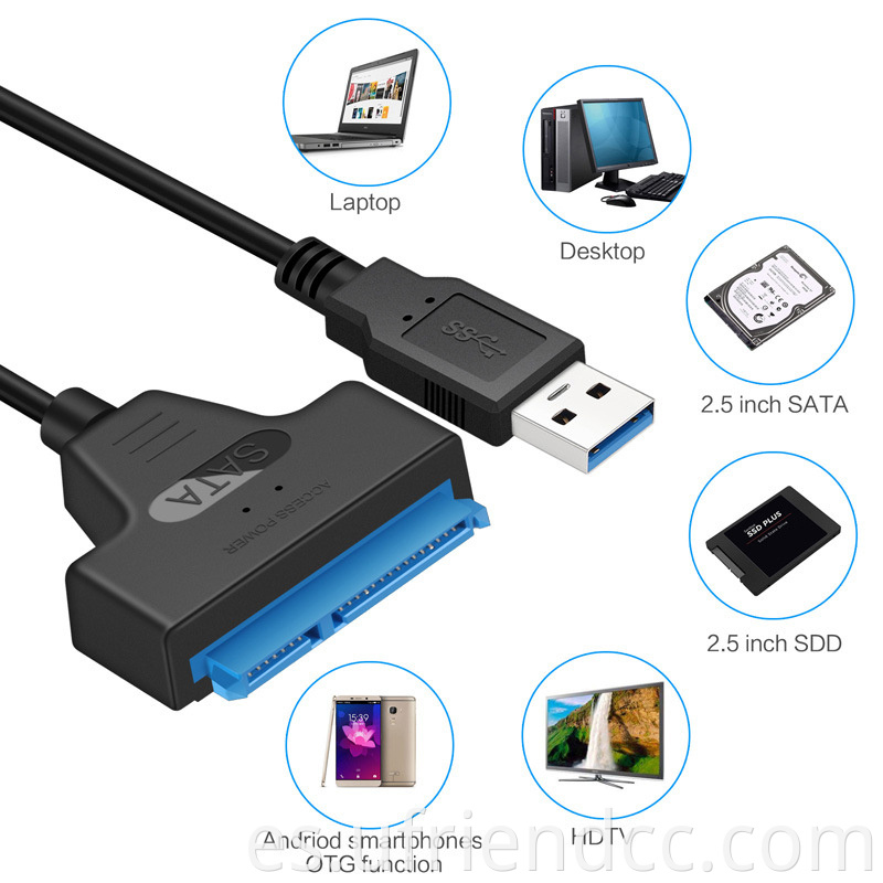 Función de componentes electrónicos de USB 3.0 a 3.5 "SSD SATA a USB 3.0 Cable del convertidor adaptador 3.5 Cable USB SATA